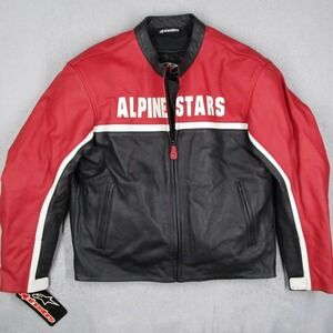 Alpinestars Barcelona LHT Leather Motorcycle Jacket Red Black 310087 Mens 46 56